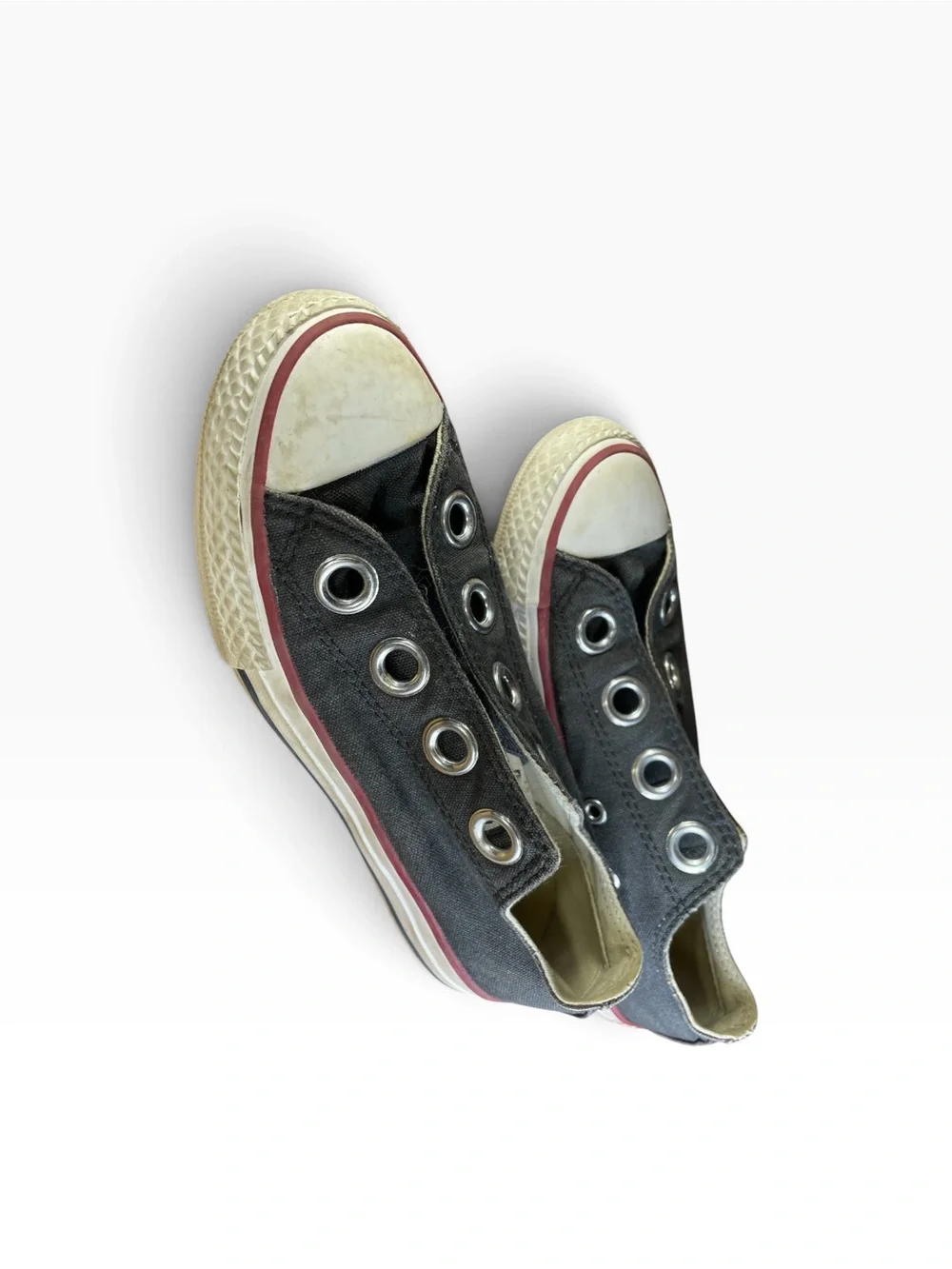 Kids Low-Top Canvas Slip-On Sneakers in Charcoal Gray